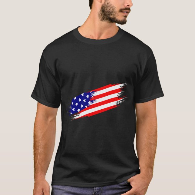 T-Shirt Bandeira Americana com Marca Personalizada (Frente)
