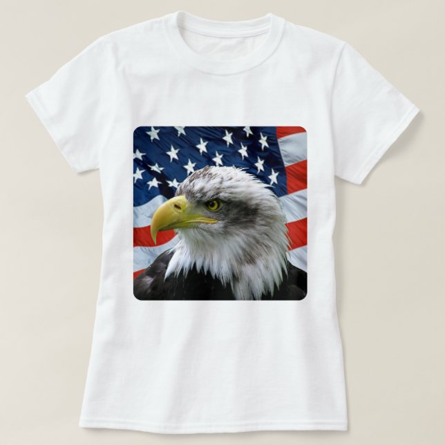 T-shirt Bandeira americana da águia americana (Frente do Design)