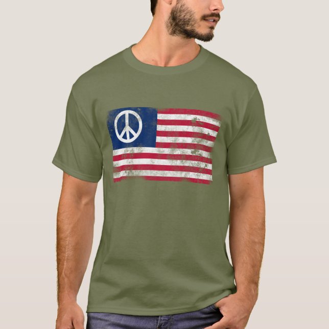 T-shirt Bandeira Americana da Paz (Frente)