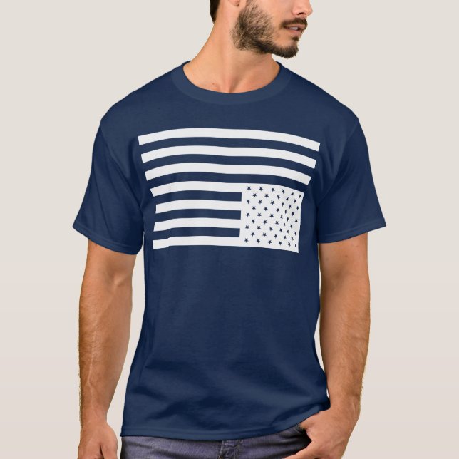 T-shirt Bandeira americana de cabeça para baixo no preto (Frente)
