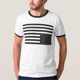 T-shirt Bandeira americana de cabeça para baixo no preto