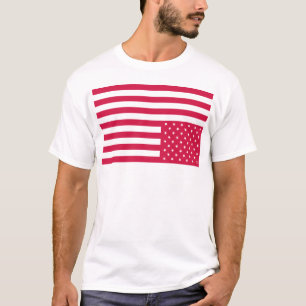 T-shirt Bandeira americana de cabeça para baixo - vermelho
