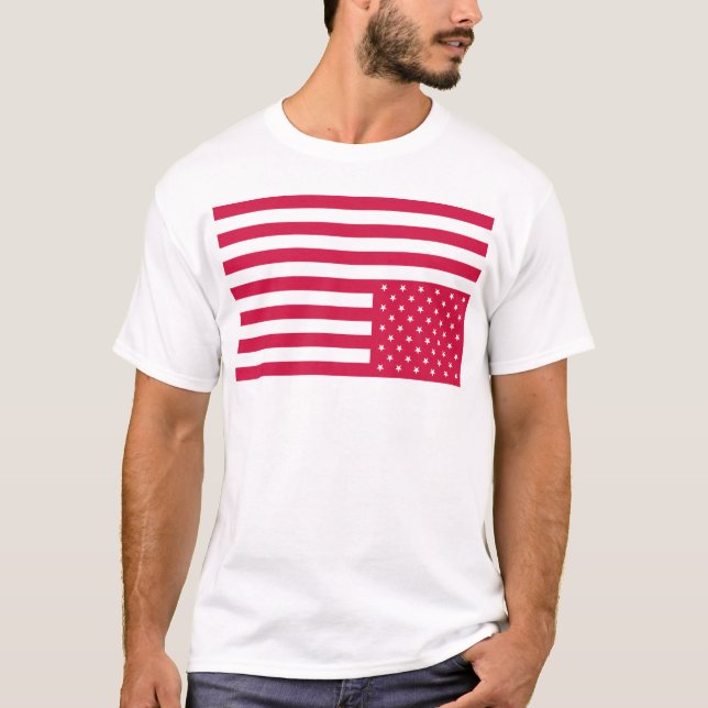 T-shirt Bandeira americana de cabeça para baixo - vermelho (Frente)