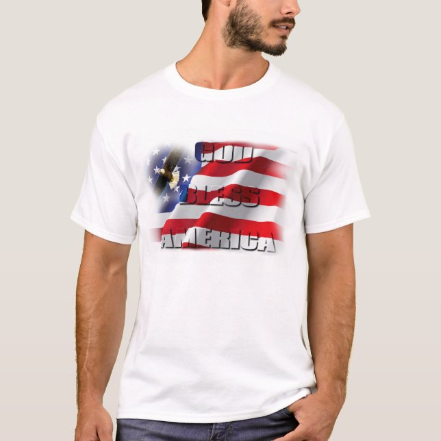 T-shirt Bandeira Americana do Deus abençoe Patriótico Soar (Frente)