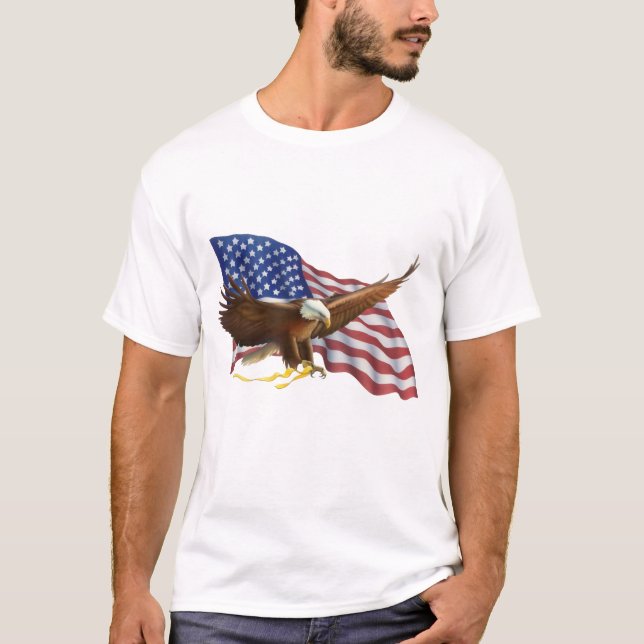 T-shirt Bandeira Americana e Águia (Frente)