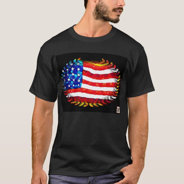 T-shirt bandeira americana oval (Frente)
