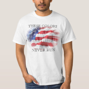 T-shirt Bandeira Americana Patriótica Estas Cores Nunca Co