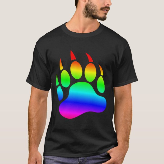 T-shirt Bandeira Arco-Íris Pata de Urso Gradiente GAY BEAR (Frente)