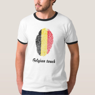 T-shirt Bandeira belga da impressão digital do toque