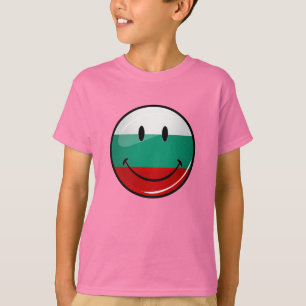 T-shirt Bandeira búlgara de sorriso do círculo lustroso