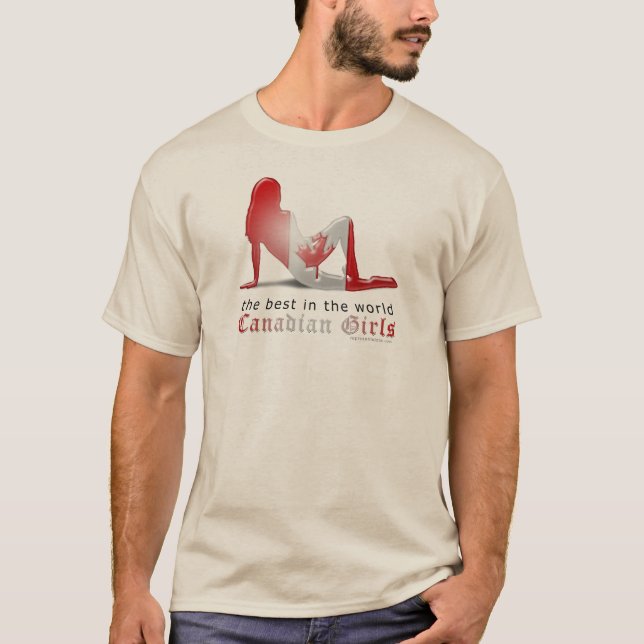 T-shirt Bandeira canadense da silhueta da menina (Frente)
