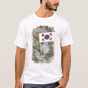 T-shirt Bandeira coreana sul no mapa