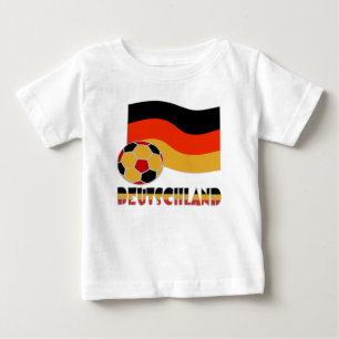 T-shirt Bandeira da Alemanha e Bola de Futebol Borda Cinza