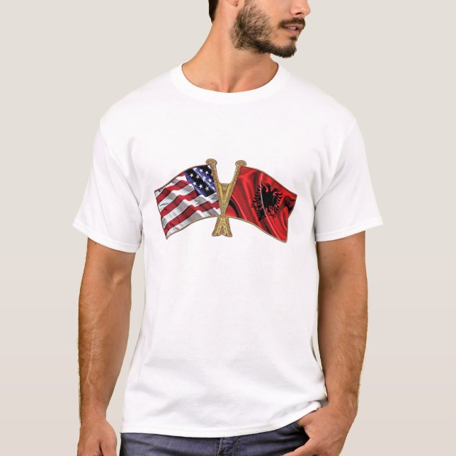 T-shirt Bandeira da amizade de Albânia EUA (Frente)