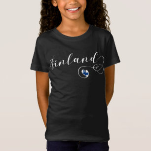 T-shirt Bandeira da Finlândia Heart, Orgulho Finlandês
