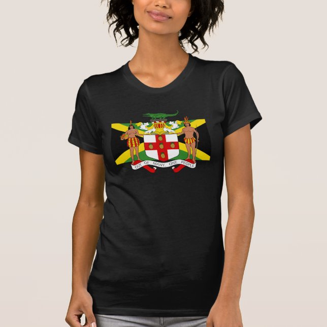 T-shirt Bandeira da Jamaica Casaco da Moda das Armas T-Shi (Frente)