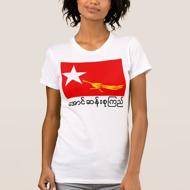T-shirt bandeira da liga nacional para a democracia (Frente)