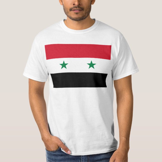 T-shirt Bandeira da República Árabe Síria - Bandeira da Sí (Frente)