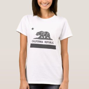 T-shirt Bandeira da República da Califórnia com Urso Pardo