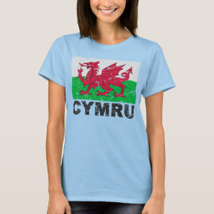 T-shirt Bandeira da vindima do CYMRU no País de Gales