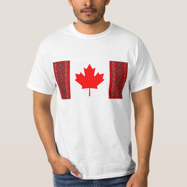 T-shirt Bandeira de Canadá com vermelho/ponto transversal (Frente)