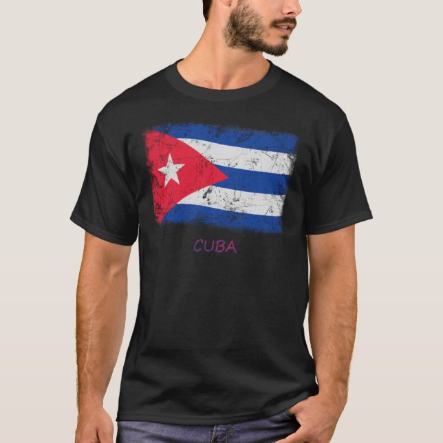 T-shirt Bandeira de Cuba do Grunge (Frente)