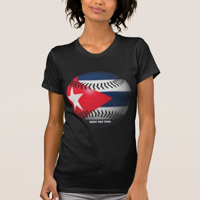 T-shirt Bandeira de Cuba num Baseball (Frente)