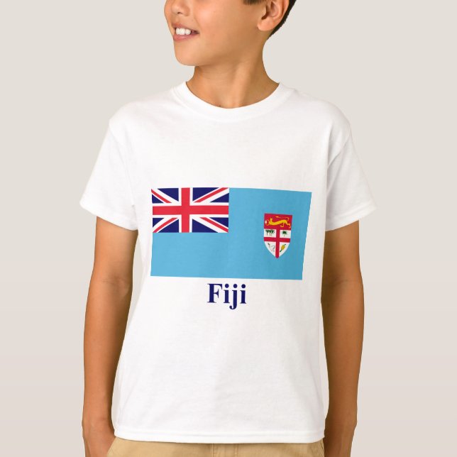 T-shirt Bandeira de Fiji com nome (Frente)