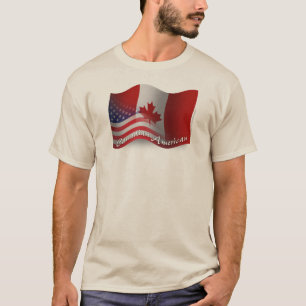T-shirt Bandeira de ondulação Canadense-Americana