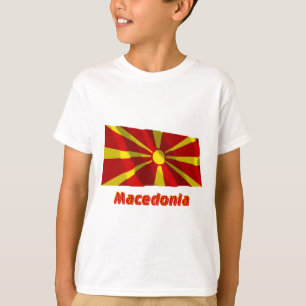 T-shirt Bandeira de ondulação de Macedónia com nome