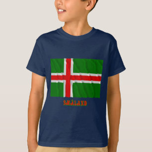 T-shirt Bandeira de ondulação de Småland com o nome (n
