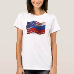 T-shirt Bandeira de ondulação Russo-Americana