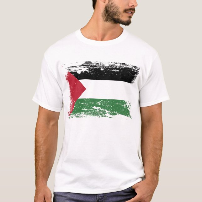 T-shirt Bandeira de Palestina do Grunge (Frente)
