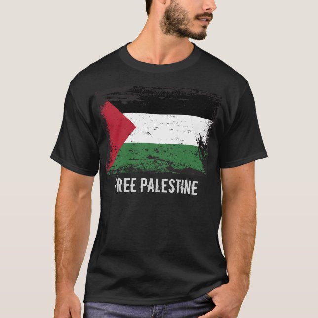 T-shirt Bandeira de Palestina do Grunge (Frente)