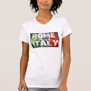 T-shirt Bandeira de Roma Italia sobre o coliseu
