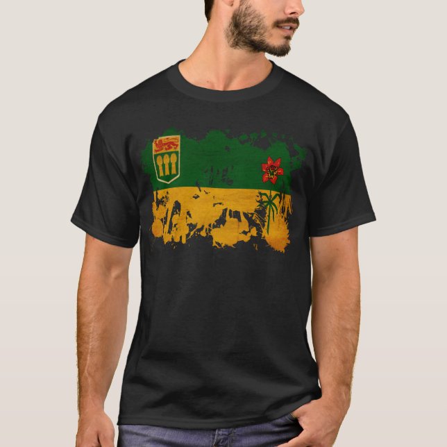 T-shirt Bandeira de Saskatchewan (Frente)