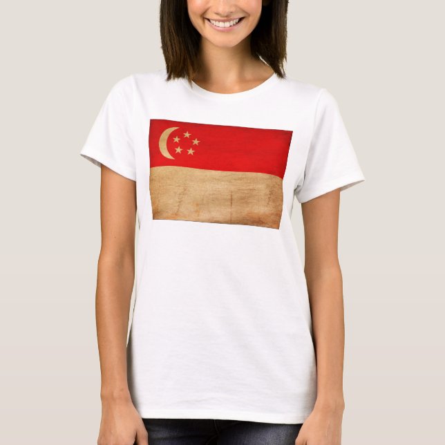 T-shirt Bandeira de Singapore (Frente)
