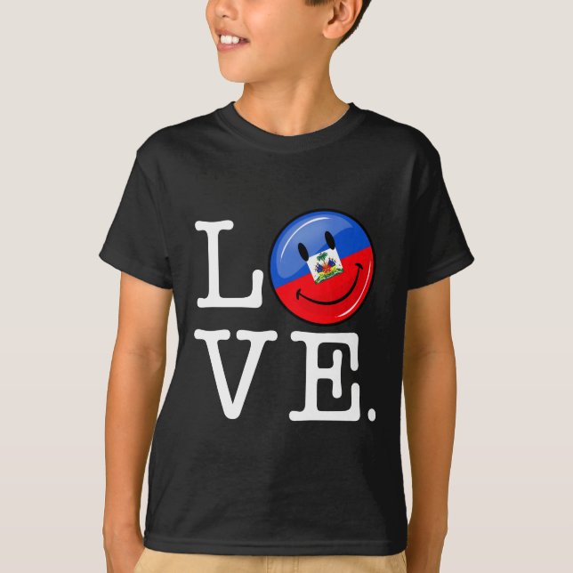 T-shirt Bandeira de sorriso de Haiti do amor (Frente)