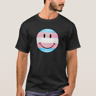 T-shirt Bandeira de sorriso redonda do Transgender
