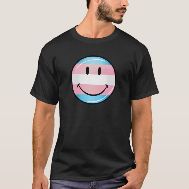 T-shirt Bandeira de sorriso redonda do Transgender (Frente)