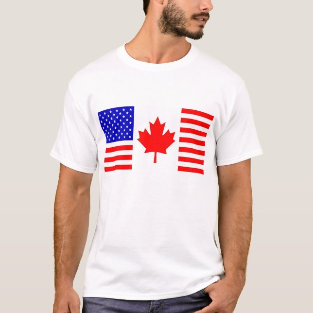 T-shirt Bandeira de US/Canada (Frente)