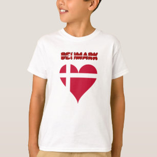 T-shirt Bandeira dinamarquesa do coração
