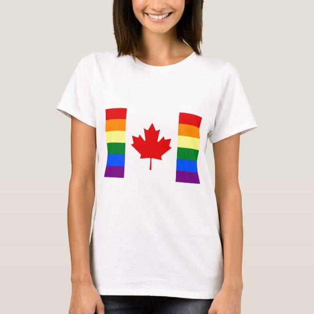 T-shirt Bandeira do arco-íris de Canadá (Frente)