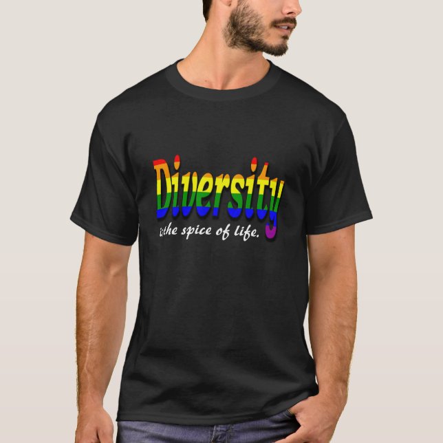 T-shirt Bandeira do arco-íris gay Diversidade é o tempero  (Frente)