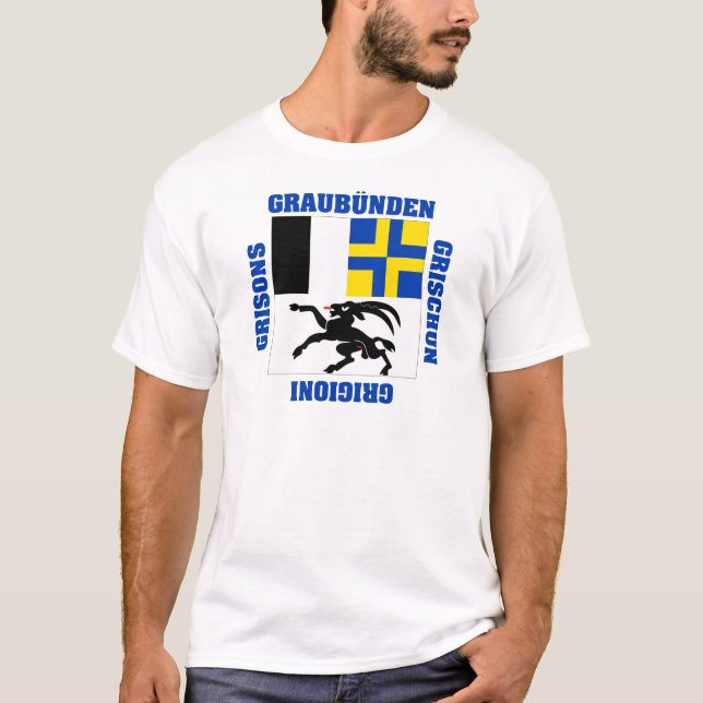 T-shirt Bandeira do cantão da suiça de Graubunden (Frente)