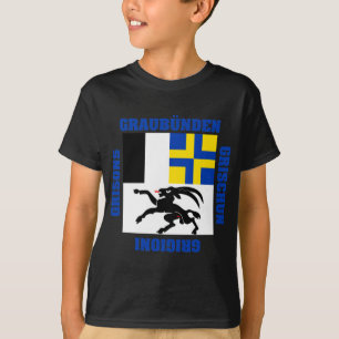 T-shirt Bandeira do cantão da suiça de Graubunden