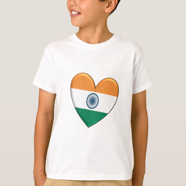 T-shirt Bandeira do coração de India (Frente)