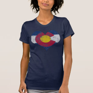 T-shirt Bandeira do estado do vintage do coração de