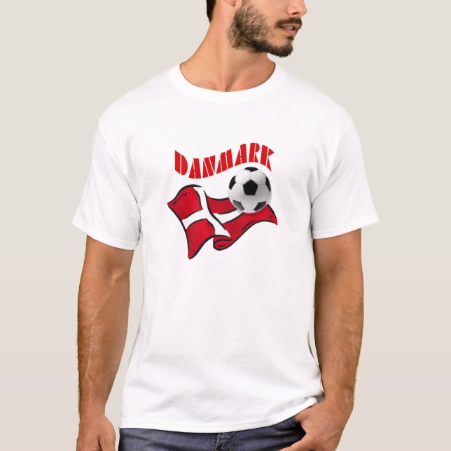 T-shirt Bandeira do fudbold do futebol de Danmark da (Frente)