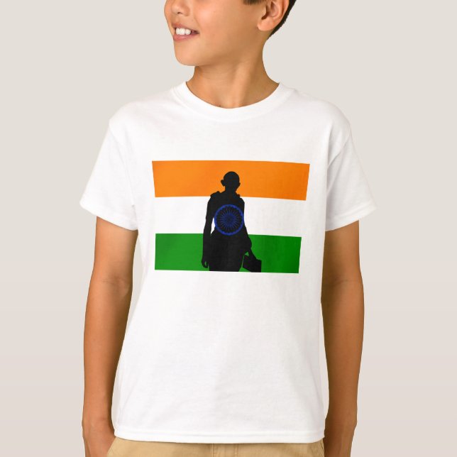 T-shirt Bandeira do indiano de Mahatma Gandhi India Ásia (Frente)